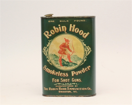 1 pound Robin Hood Ammunition Co., 'Smokeless Powder' tin.