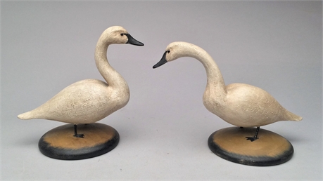 Pair of miniature swans, Frank Finney, Cape Charles, Virginia.