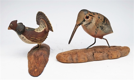 A miniature grouse and woodcock from New England, 3rd quarter 20th century.