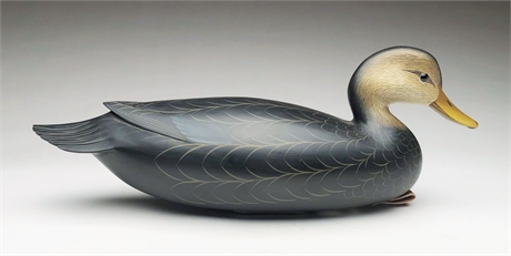 Hollow carved black duck, George Strunk, Glendora, New Jersey.