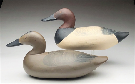 Pair of canvasbacks, Paul Gibson, Havre de Grace, Maryland, dated 1974.