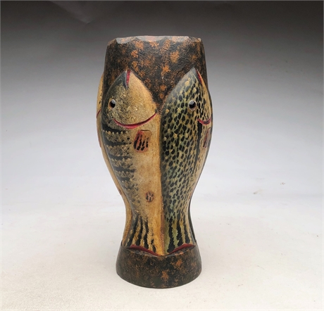 Relief carved fish vase, Reggie Birch, Chincoteague, Virginia and Germany.