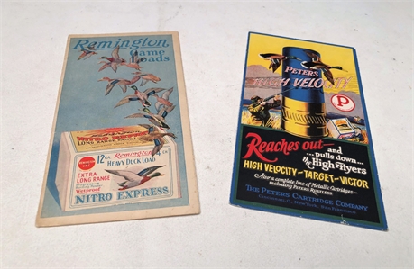 Two double sided counter cards, Remington and Peters.